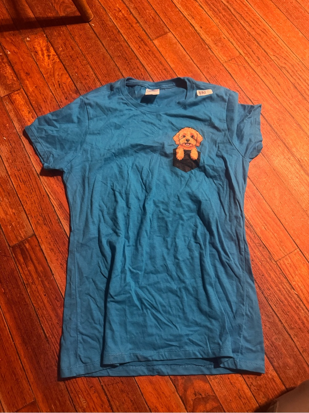 Kids Blue Puppy Pocket T-Shirt